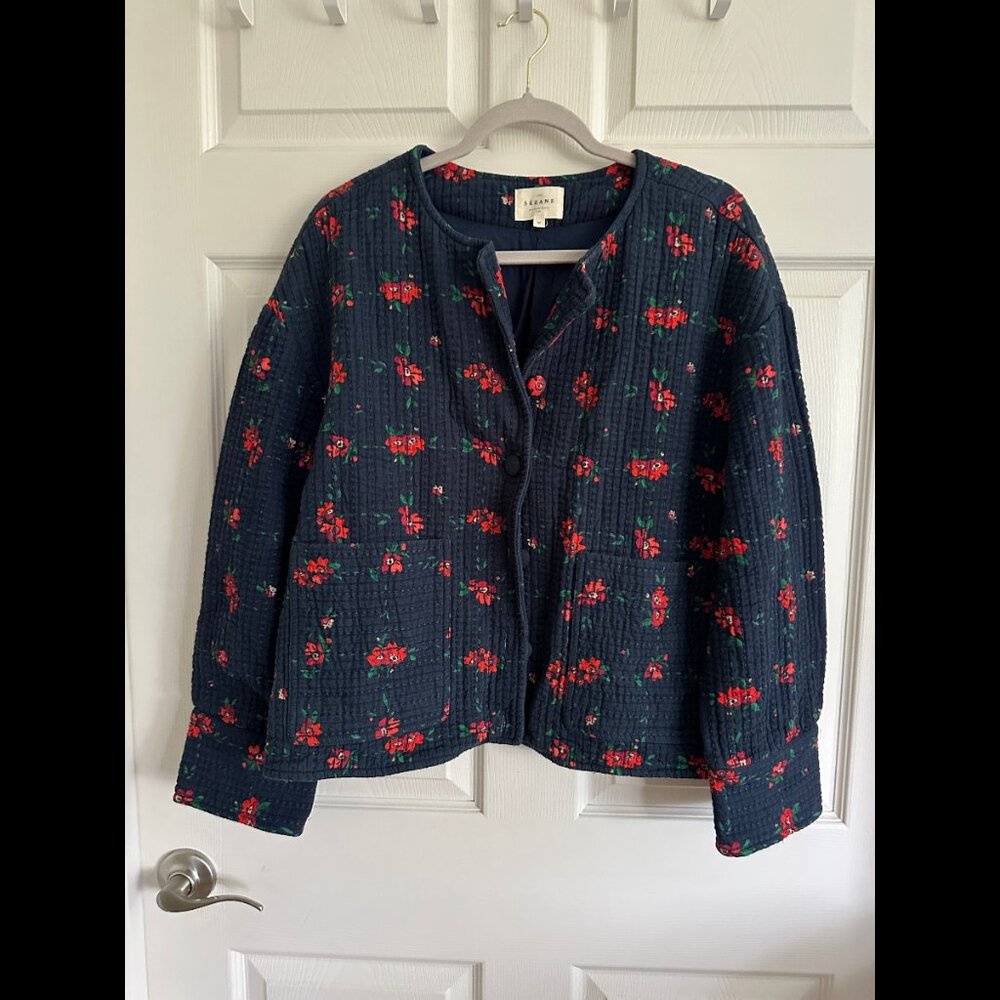 Sezane Dakota Jacket Floral Check Sz 40/8